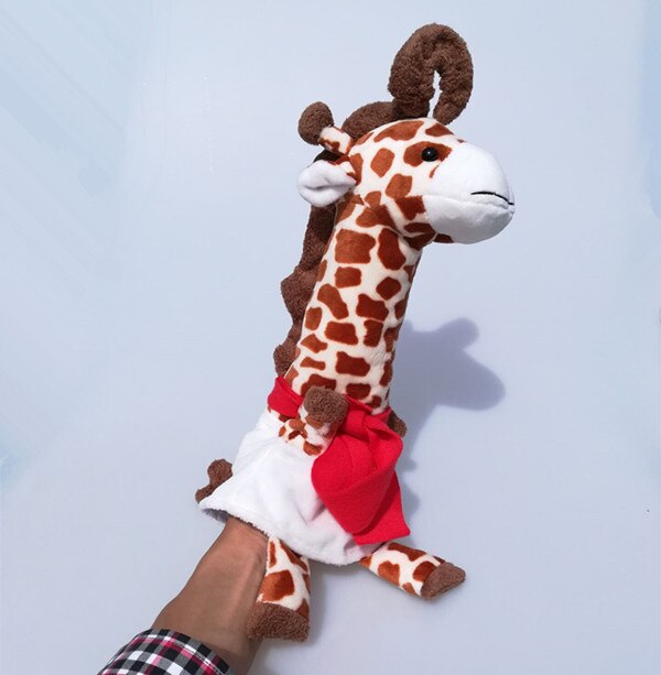 Nice Sexy Cute Cartoon Plush Daby Toy Nici Hippo Ladybug Wolf Giraffe Raccoon Crocodile Stereo Hand Puppet Daby Telling Story: giraffe