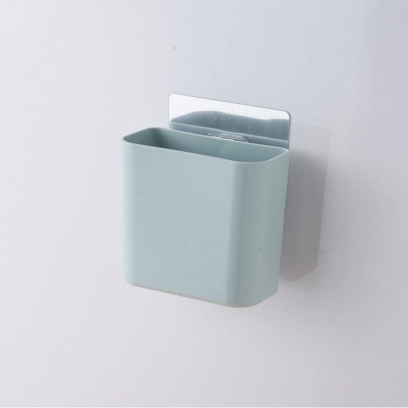 Multi-function Toothbrush Holder Wall-Mounted Punch-free Bathroom Shelf Toothpaste Storage Rack for Kitchen Bathroom Accessories: Blue