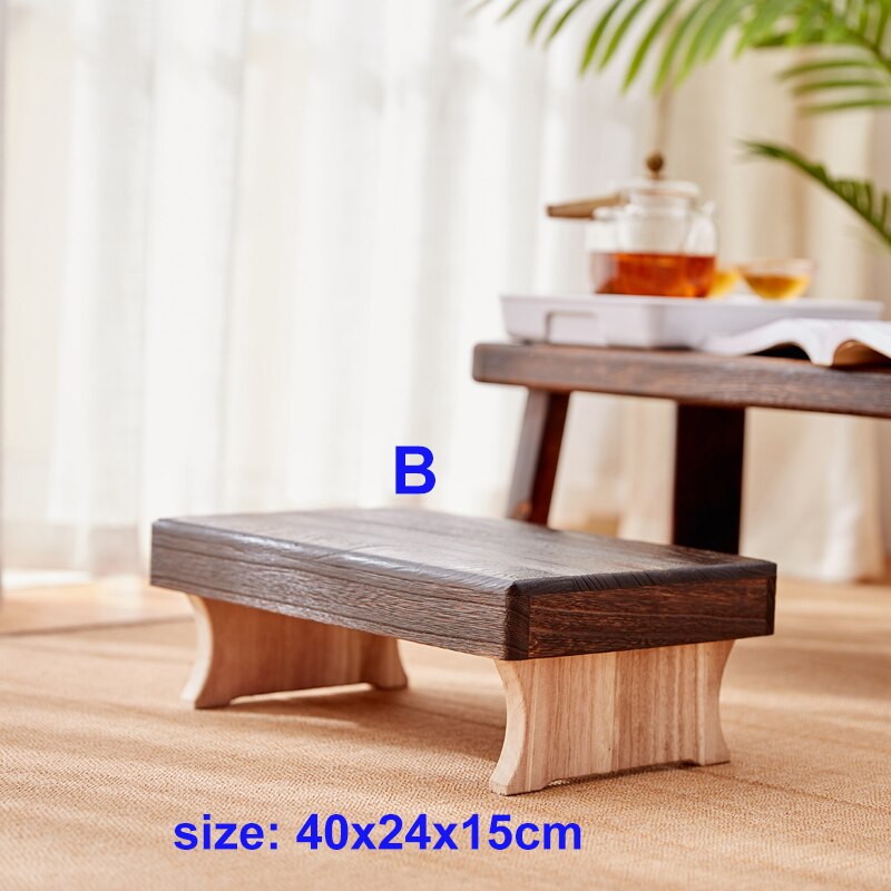 Mini antik vikbar trä låg pall rektangel barnpall bärbar japansk stil asiatisk traditionell möbel tatami matta: B -40 x 24 x 15cm