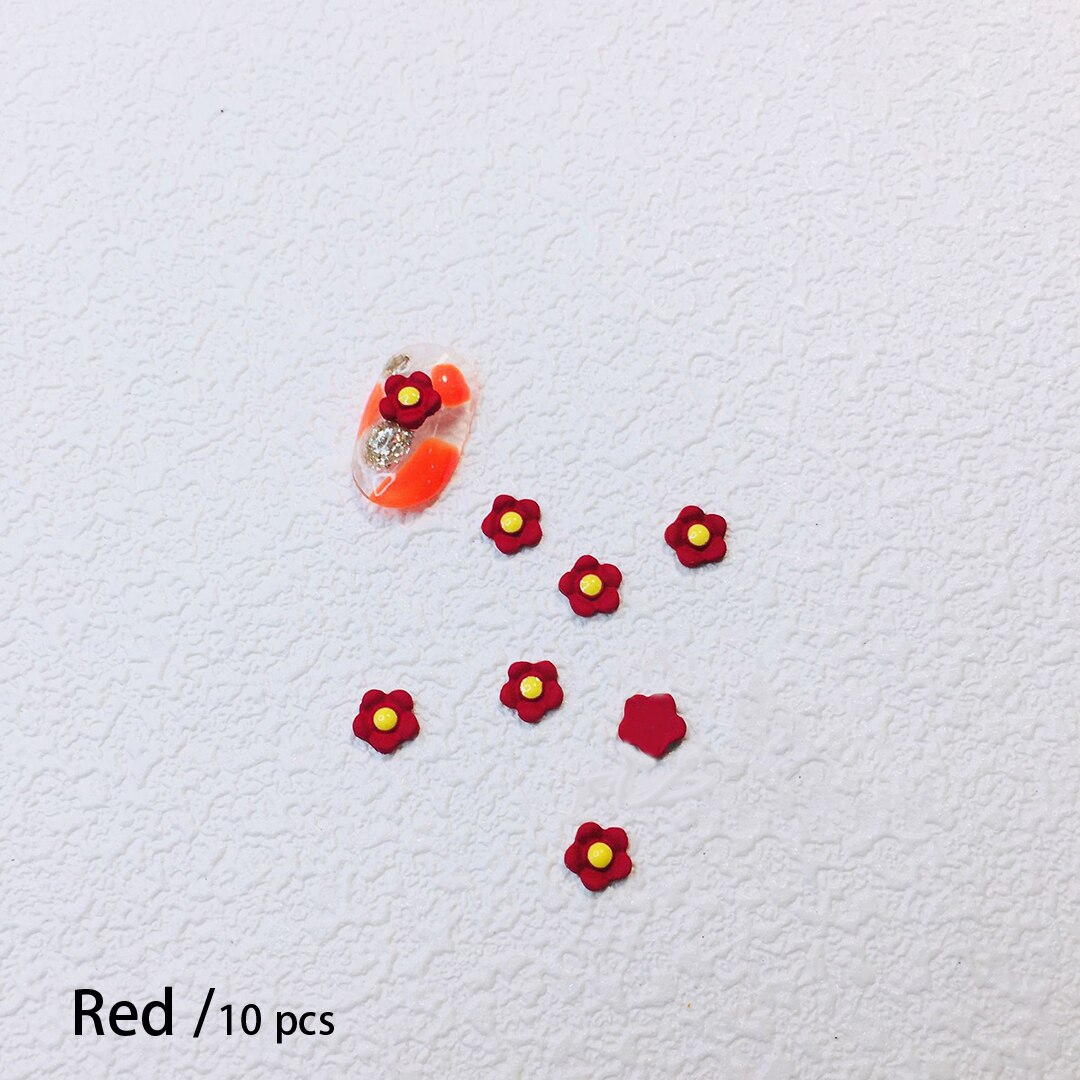 10Pcs Nail Bloem 3D Kawaii Nail Charms Kleurrijke Zonnebloem Diy Nail Art Plaksteen Onderdelen Decoraties Leuke Accessoires Manicure: Red