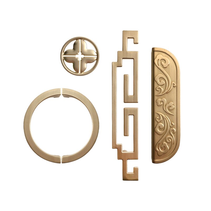 Manija de puerta de armario chino, manija de gabinete sólida antigua dorada, tiradores de cajón de puerta, tiradores de armario, herrajes para muebles,