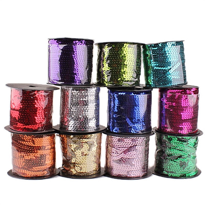 6mm lâche rond plat Sequin sur garniture couture Paillettes Paillettes ruban cordes pour vêtement accessoire bricolage artisanat Art décoration 5 yard