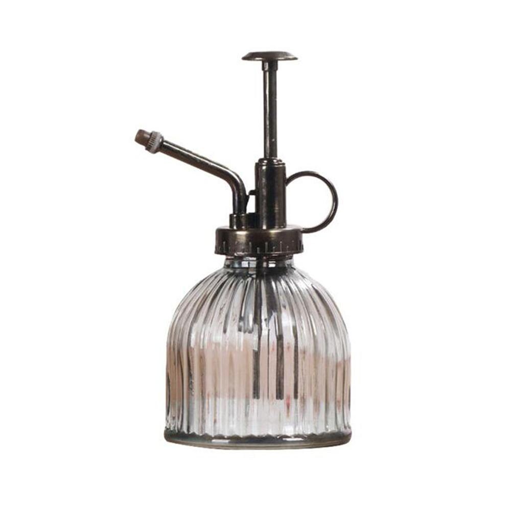 Retro glazen spuitfles, planten, bloemen, waterkan, tuinsproeier, pomp, mist, gieter, pot: Heldere vlakke bodem