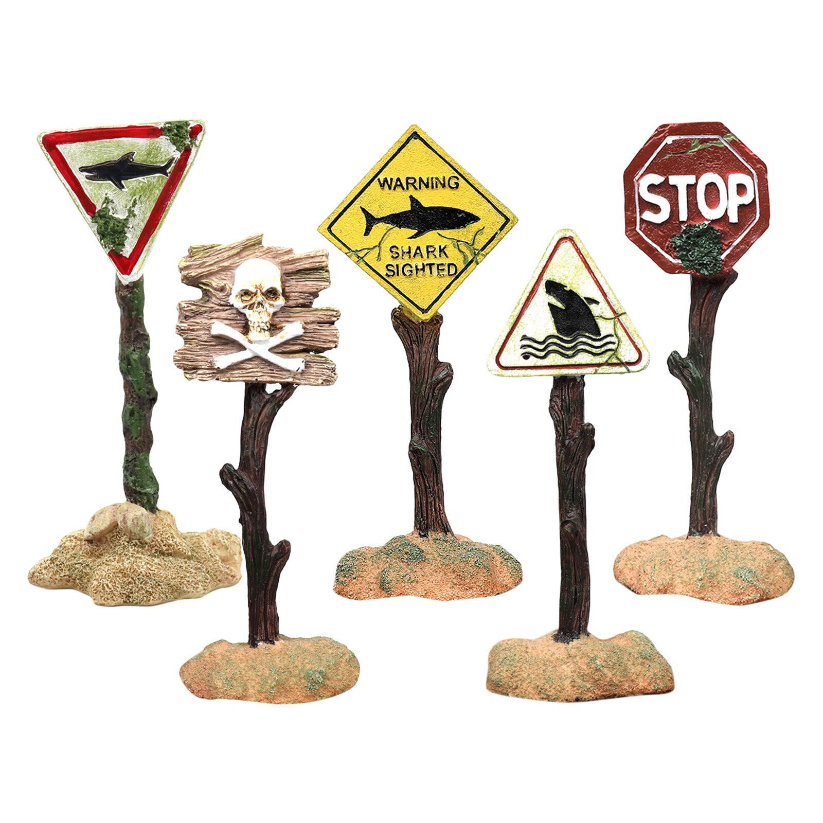 Funny Cartoon Warning Signs Aquarium Landscape Fish Tank Goldfish Decoration