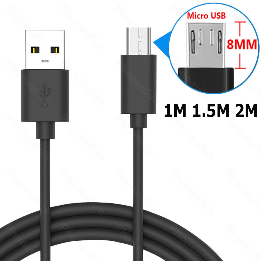 8mm długa wtyczka mikro USB V8 ładowarka kabel robić synchronizacji danych 1m/1.5m/2m 2A dla Oukitel K10000 K6000 zawodowiec K3 Blackview BV5500 zawodowiec Doogee S60