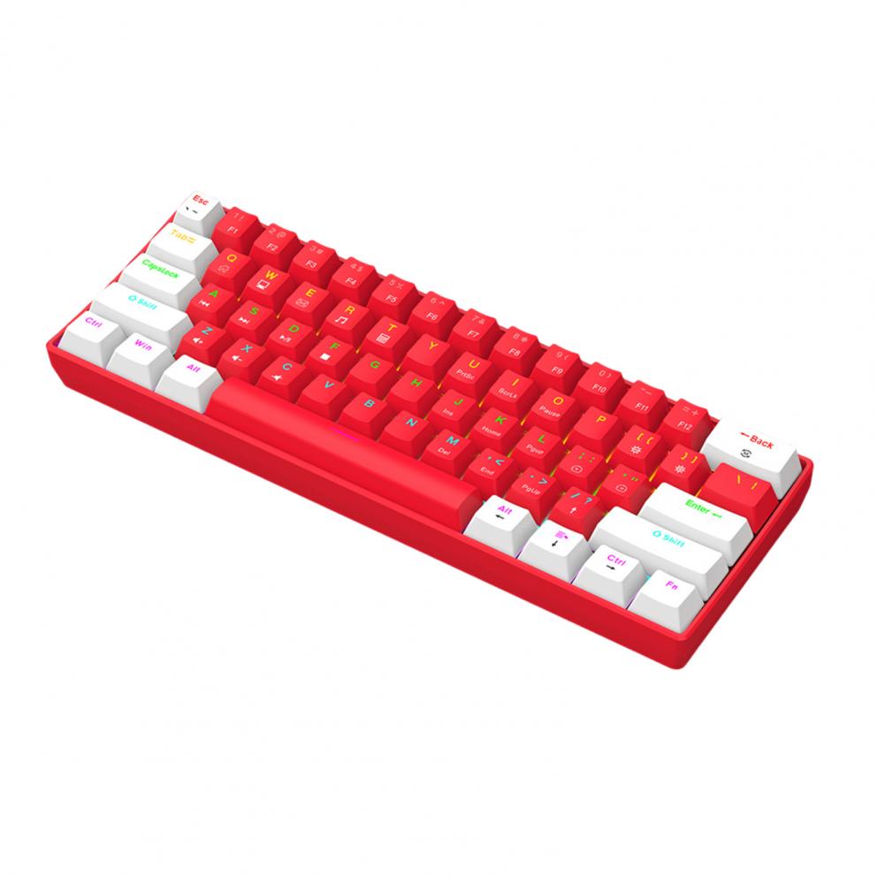 Rgb mekaniskt speltangentbord med kompakt design för bärbar dator, trådbundet, 61 kontorstangentbord med ergonomiskt utseende: Vit