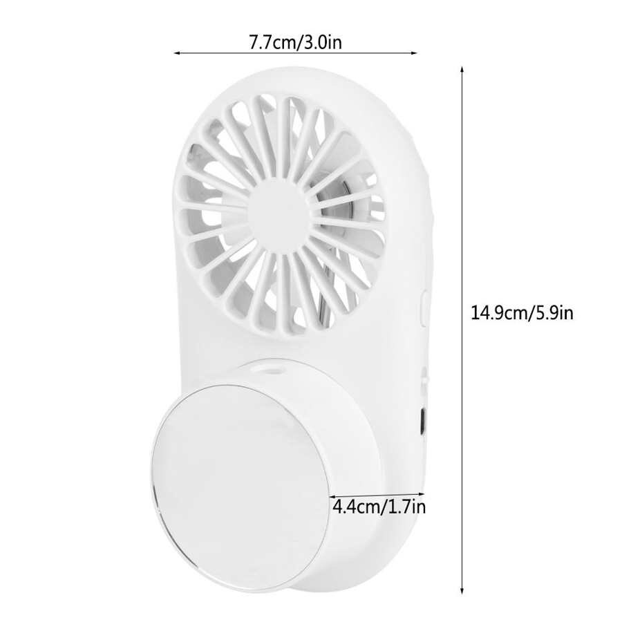 Sproeiventilator elektrische ventilator draagbaar nek hangend usb oplaadbaar sproeiventilator met make-upspiegel voor buiten reisventilator