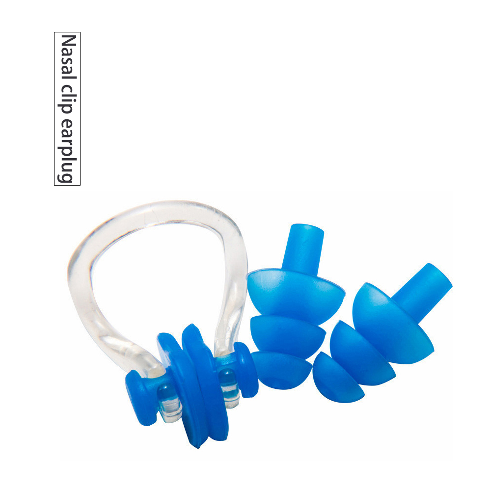 Men Swimming Goggles Anti Fog Uv Nose Bridge Adjustable Plating Waterproof Women Swim Glasses Adult Eyewear Earplug: Nasal clip earplug