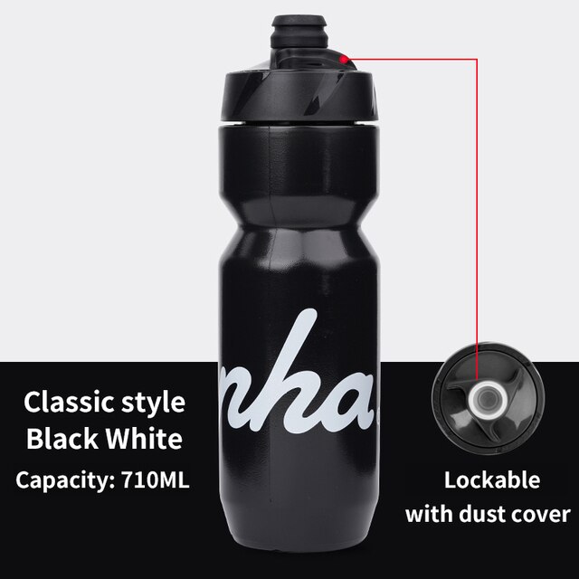 Rapha 610-710ML Ultralight Bicycle Water Bottle Leak-proof Squeezable Cycling Bottle Taste-free BPA-free Outdoor sports kettle: 710ml Black
