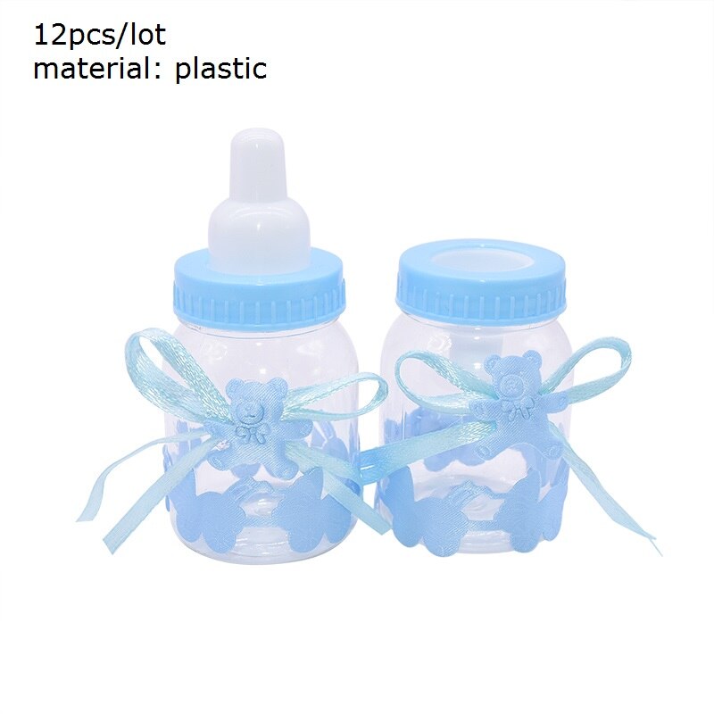 12 st mini nappflaskor flicka pojke baby shower favor boxar paket dop dop fest tillbehör choklad godispåsar: S03