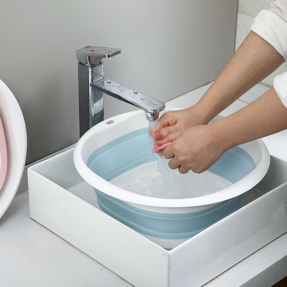 1pc Bathroom Foldable Wash Basin Portable Sink Foot Bucket Washbasin Plastic Folding Foot Basin Save Space Eco-Friendly