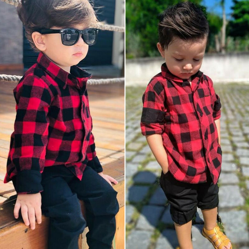 Kleine jongens lange mouwen winter herfst shirt tops mantel outwear voor baby's kleding plaid marineblauw kleur tieners, A, 5-6 Jaar