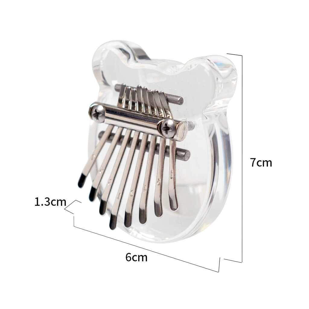 Kalimba Clear Mini Kalimba Crystal 8 Key Portable Mbira Finger Piano Best for Kids Beginner (Bear-shaped Crystal)