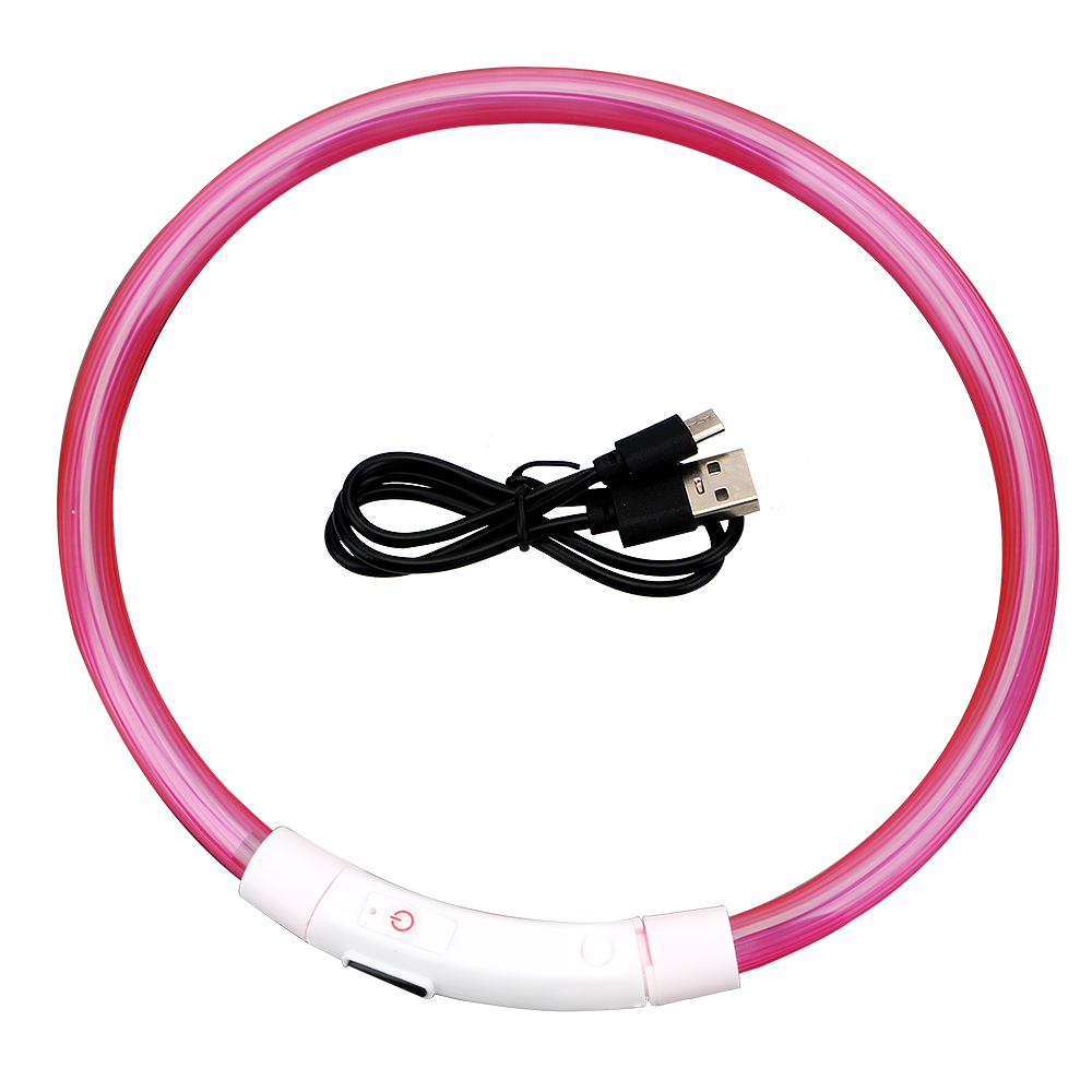 NICEYARD-Collar luminoso LED Usb para perro, recargable, nocturna, intermitente de seguridad, brillante: Pink