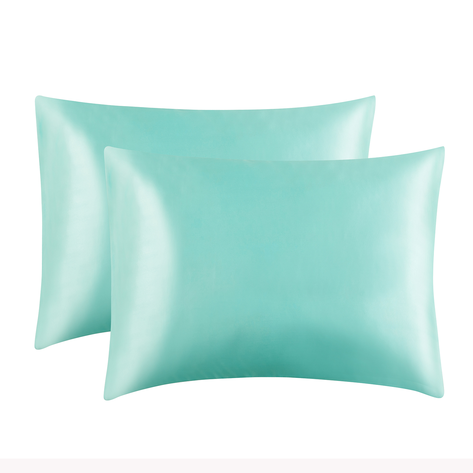 1Pcs Queen Satin Silk Pillowcase Pillow Case Cover Home Bedding Smoothy Multicolor Simulation Silk Rectangle Bedding Pillow: Lake blue