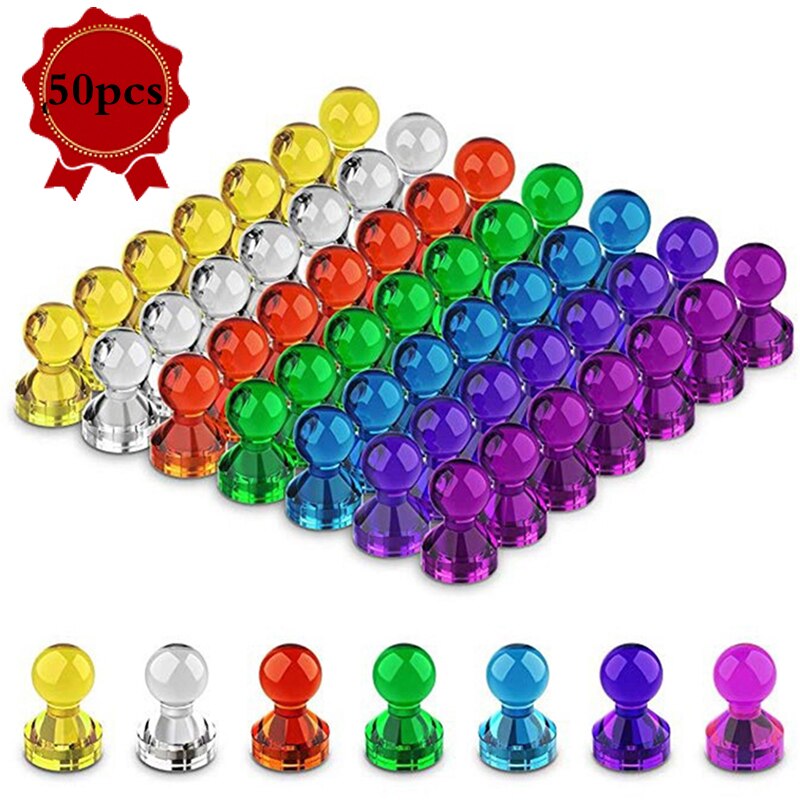 50 stk push pin magneter tommelfingerstifter stærke neodym magneter kegler køleskab whiteboard magneter kontor hjemmeværktøj 7 farver magnet