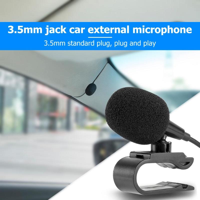 3.5mm Jack Car Microphone Stereo U-shaped Plug Wired External Mic for PC Auto Radio