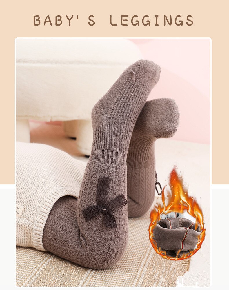1 to 12 Years Super Warm Tights In Winter Cute Bowknot Kids Pantyhose With Fleece Inside Thicken Kids Pantyhose For Baby