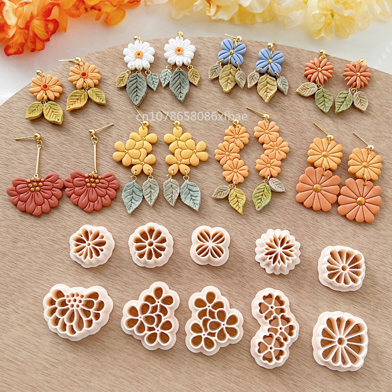 Nuevos cortadores de arcilla polimérica con forma de flor de primavera, arcilla colgante con forma Floral, pendientes DIY, joyería, fabricación de colgantes, herramientas de arcilla de cerámica