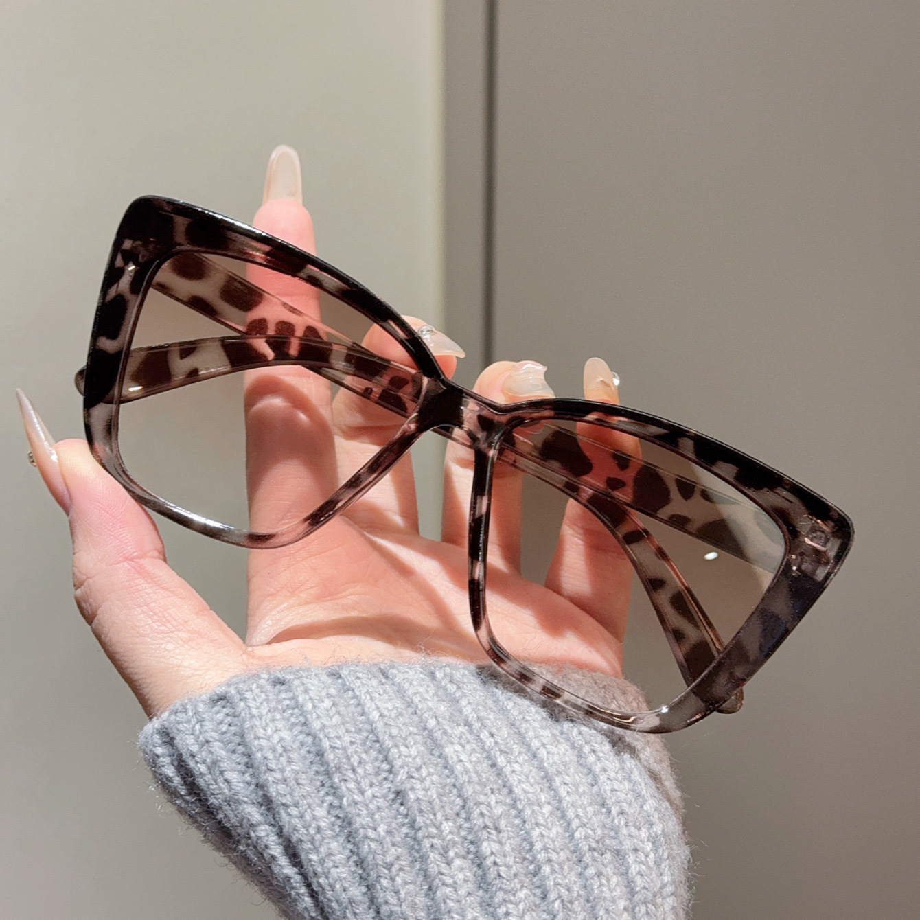 Trendy store cat eye-solbriller for kvinner og menn, retro firkantede solbriller med  uv400 beskyttelsesbriller