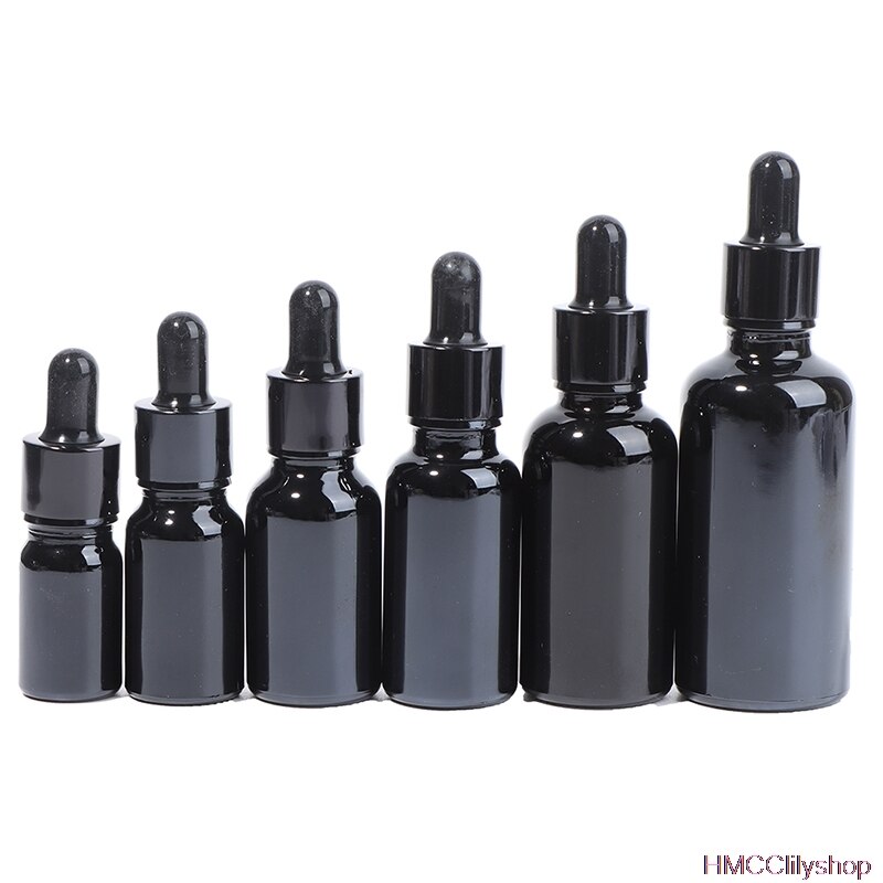 5ml-50ML Ätherisches Öl Schwarz Glas Tropfer Flaschen Leere Euro Schwarz Deckel Nachfüllbar