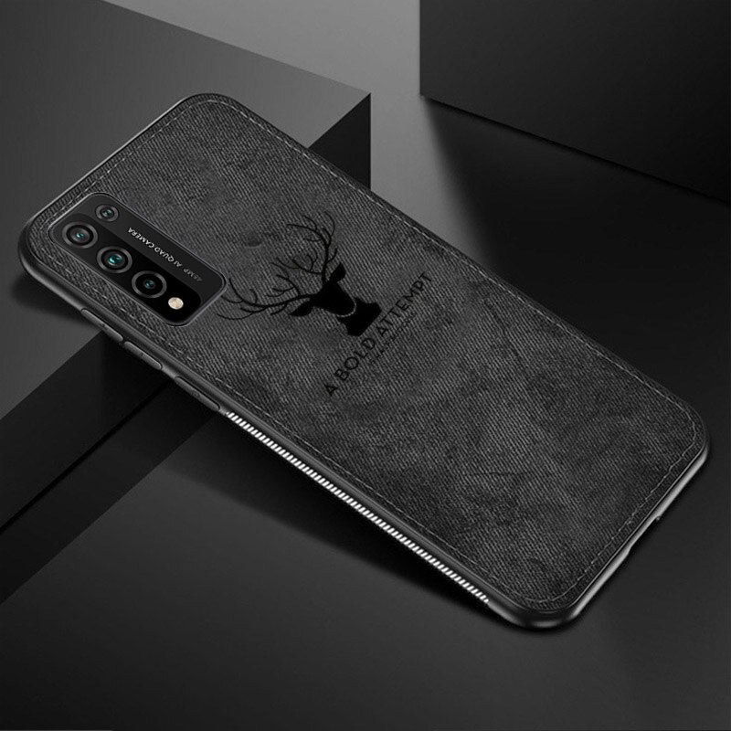 Auroras For HONOR 10X Lite Case Luxuy Brand Cloth Texture Elk Back Deer Cloth Soft Cases For Honor 10X Lite Cover: Black