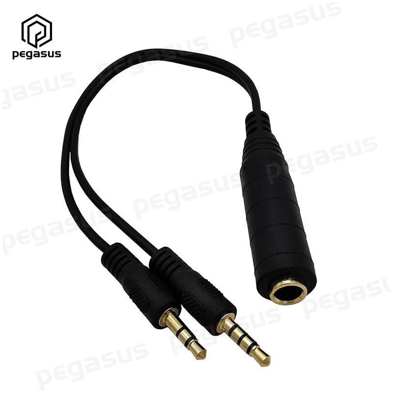 Dc 6.35Mm Vrouwelijk Naar 3.5Mm 3Pole Mannelijke En 3.5Mm 4Pole Male Spiltter Stereo Cord Kabel 0.25M