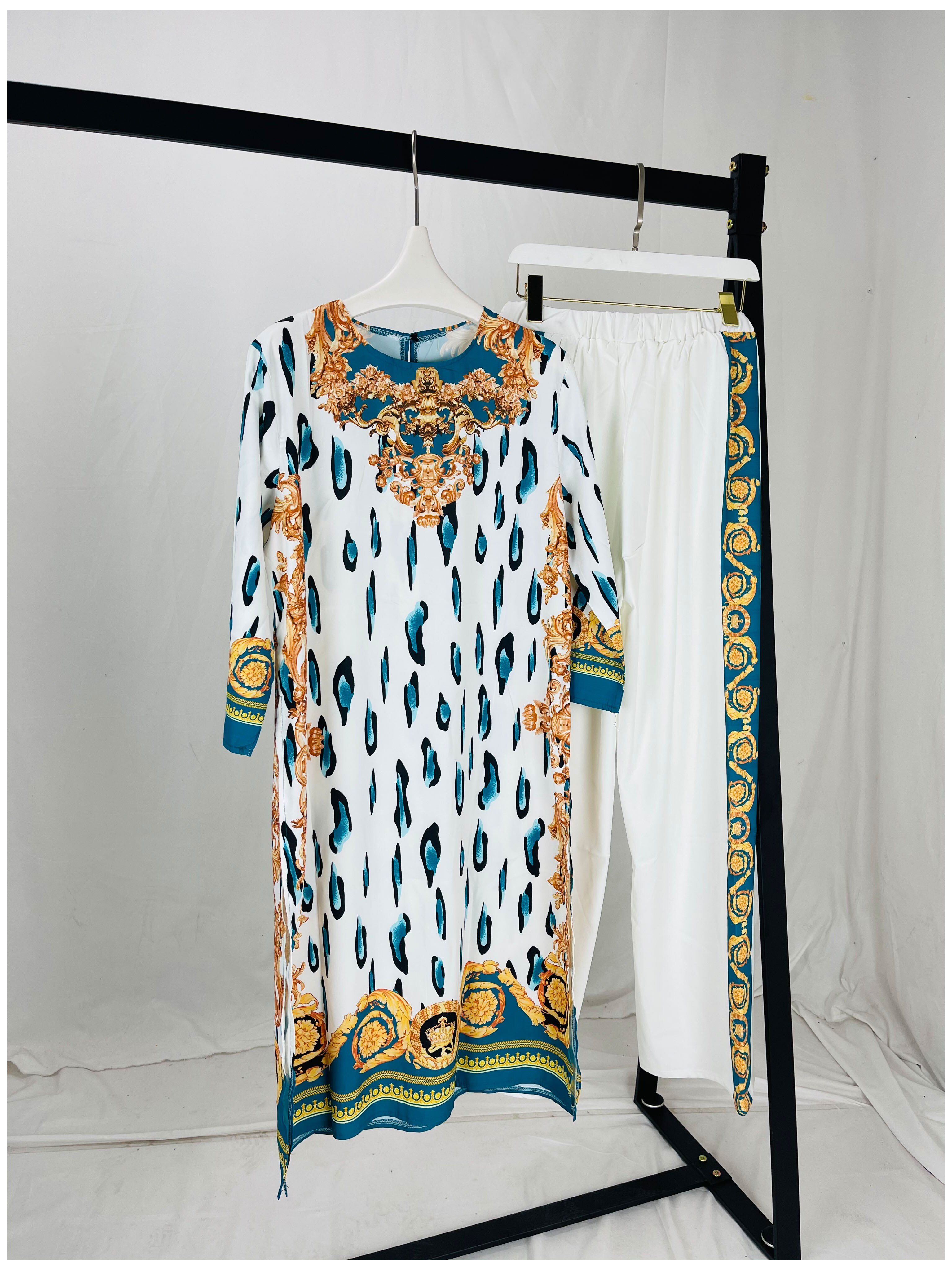 Dashiki African Suit (Dress and Trousers) For Lady(CPTZ11)