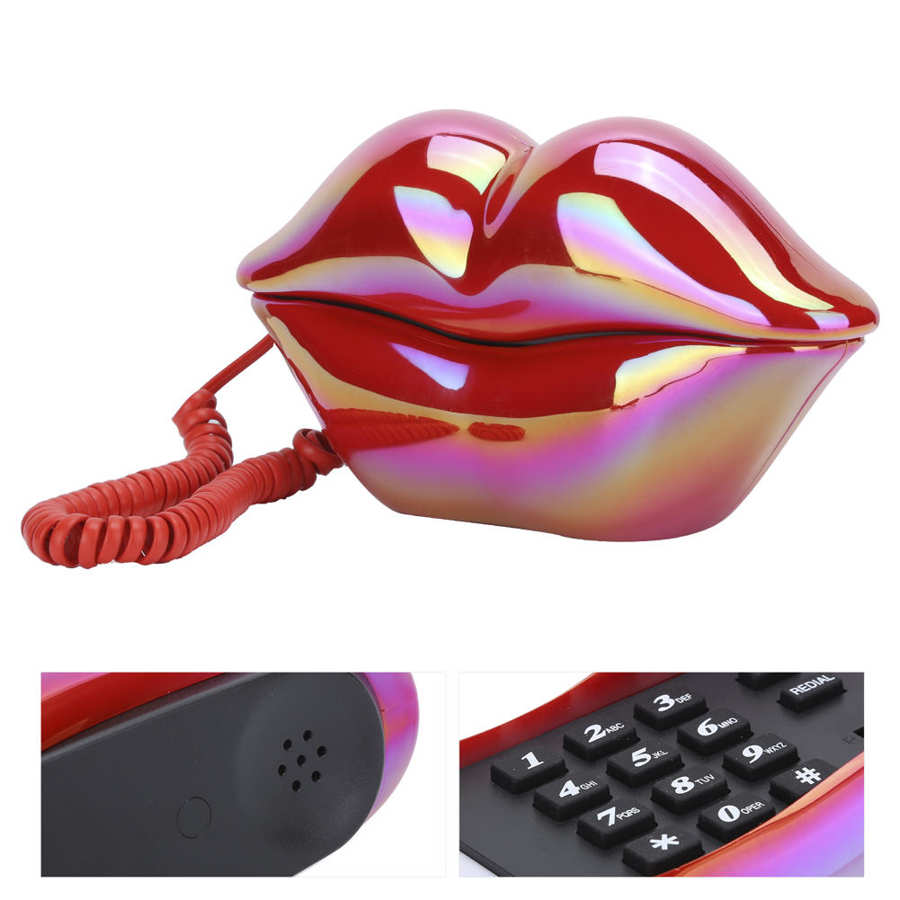 cordless phone Electroplating Fashionable Funny Lip Telephone WX-3016 Number Storage US/UK Wiring telephone