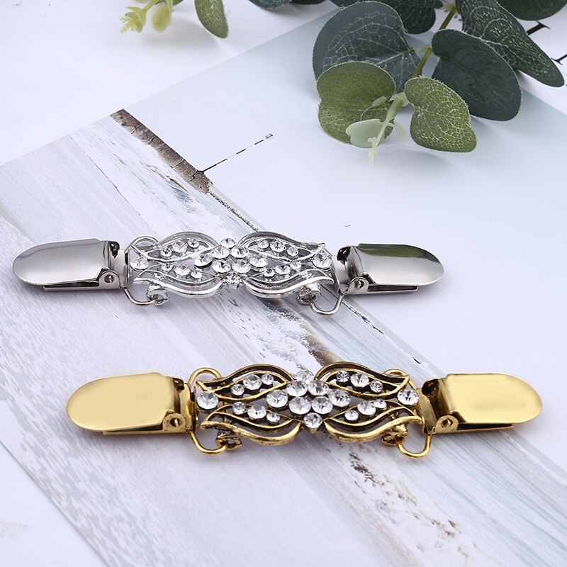 retro strass hohl damen brosche strickjacke zur Seite fahren Clip kragen schnalle schal brosche Clip schnalle glitzernd