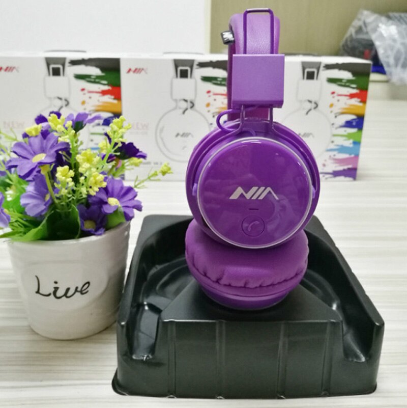 Novos fones de ouvido esportivos dobráveis wirelsee, nia q8, estéreo, bluetooth, suporte a aplicativo com microfone, suporte para cartão tf, rádio fm