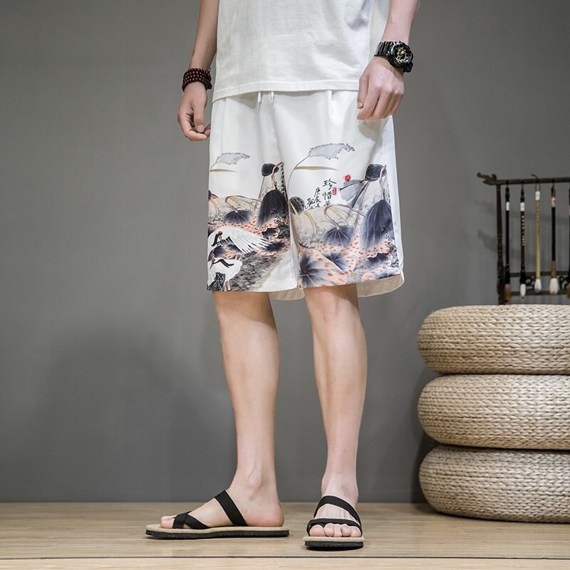 Shorts Style chinois pour hommes, nouveaux Shorts d&#39;été à la pour garçons, pantalons Kimono courts de plage en lin japonais, boutique chinoise en ligne FF2817,: 1 / 4XL