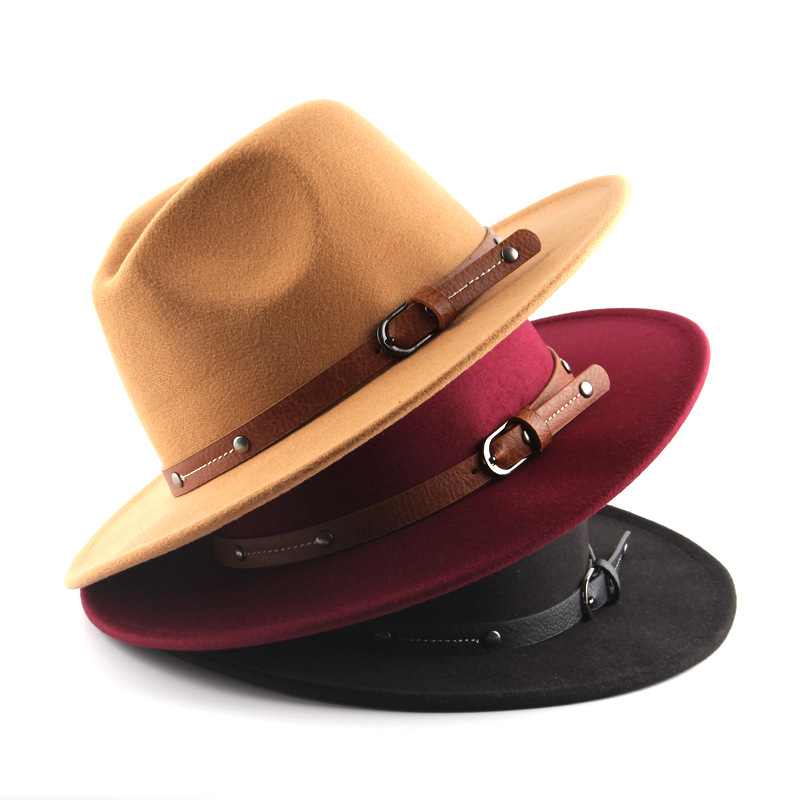 Fedora hat features men's hats ladies felt jazz ring buckle accessories Panama Fedora hats шляпаженская