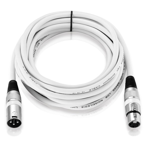 Bochara XLR Cable Male to Female M/F 3Pin OFC Audio Cable Foil+Braided Shielded For Microphone Mixer Amplifier 1m 2m 3m 5m 10m: White / 2m