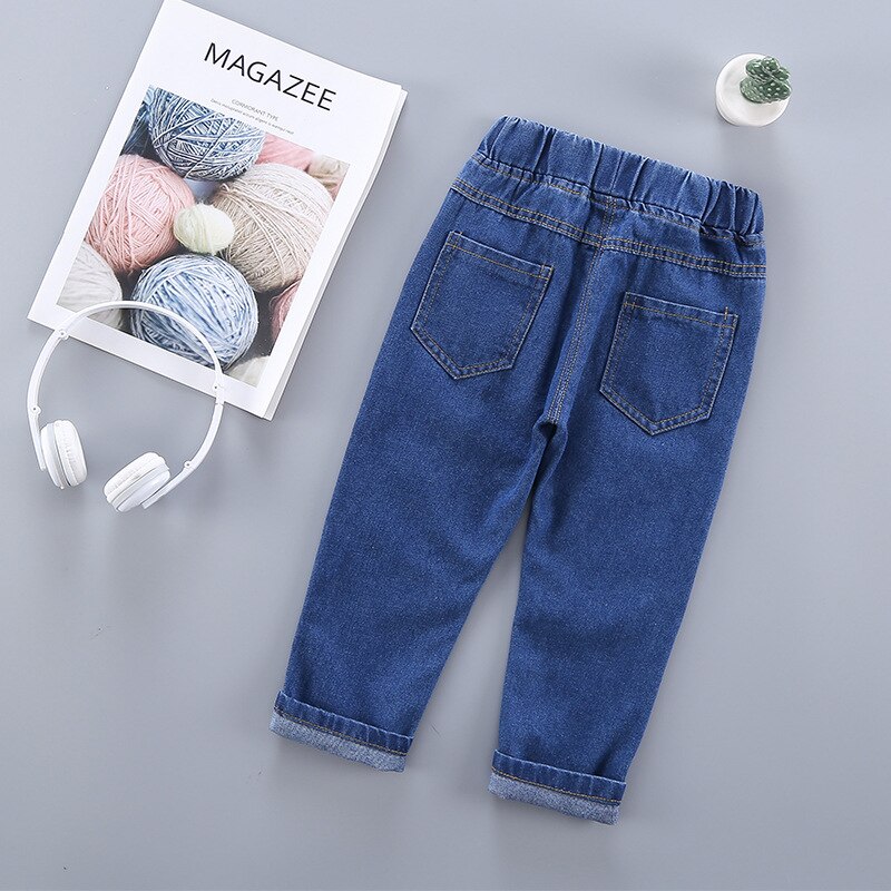 JYF – Jeans à imprimé de dessin animé pour enfants, pantalons longs décontractés avec trous, peinture Graffiti, printemps-automne