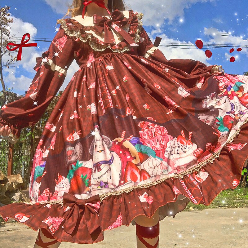 Kawaii girl gothic Lolita japonés retro sweet girl Lolita bowknot vintage, victoriano vestido palaciego lolita op cos