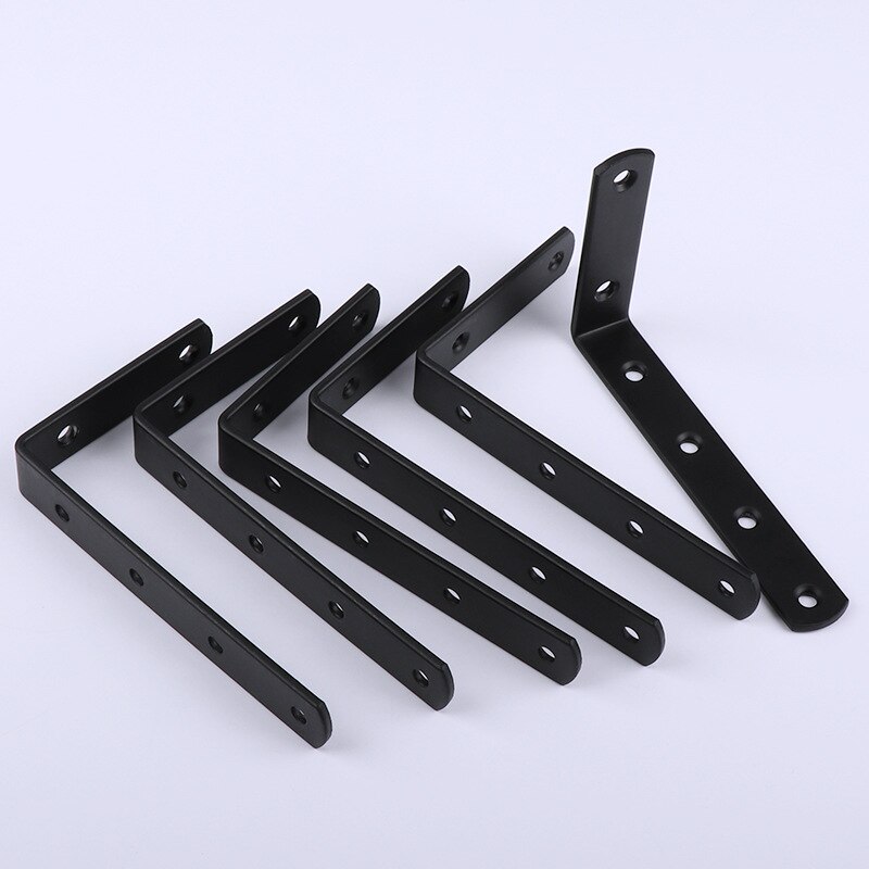 Angle steel thickened L right angle bracket 90 degree black shelf bracket connector iron angle code hardware DIY Storage bracket