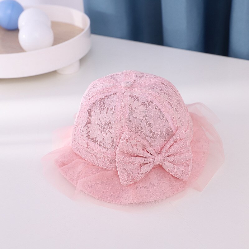 Verão menina bowknot laço pescador chapéu moda ao ar livre sombrinha princesa chapéu respirável: light pink