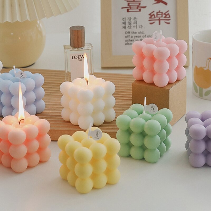 Bubble Cube Aromatherapy Candle Mini DIY Scented Candles Relaxing Birthday Handmade Home Decoration Party Photo Props