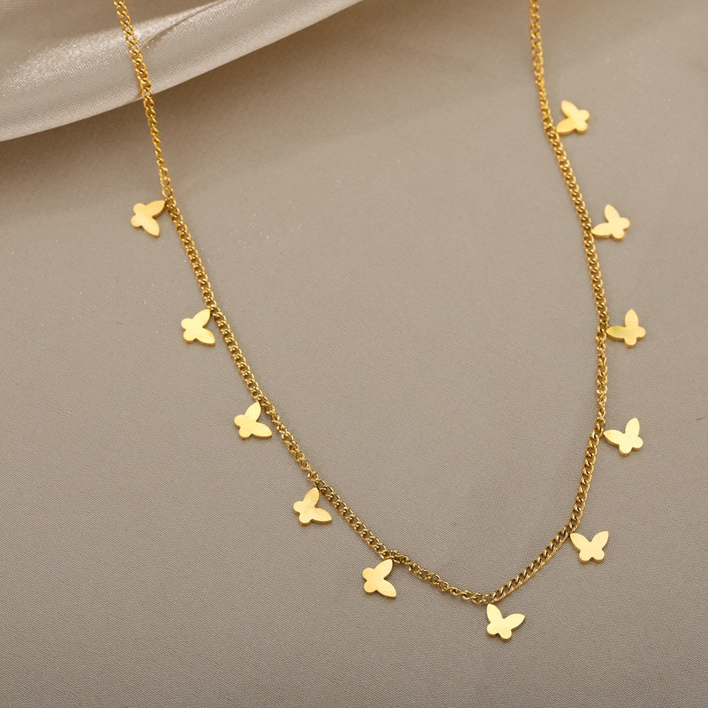 Vintage schmetterlingsanhänger-halskette für damen, winzige schmetterlings-charm-choker-halsketten, boho-schmuck, weihnachts-großhandel