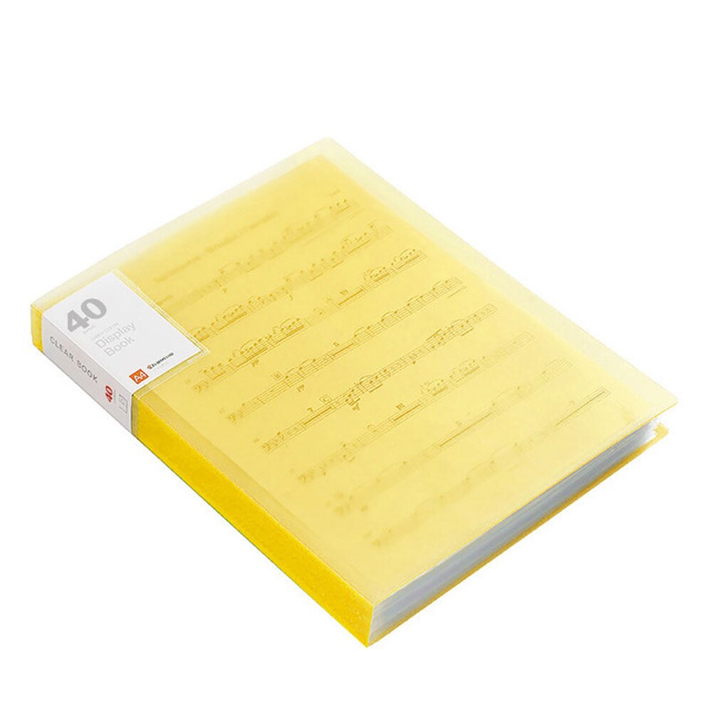 A4 Display Boek 40/60 Pagina Transparante Insert Map Document Opbergtas Voor Bank Bestand Kantoor Werkplek Familie: 40 Page Yellow