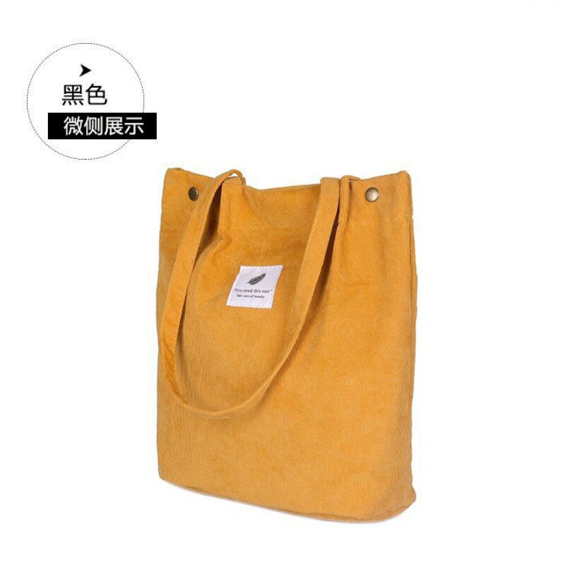 Kvinder corduroy shopping taske kvinders lærred håndtaske skulder magnetisk spænde skuldertaske massenger taske fløjl
