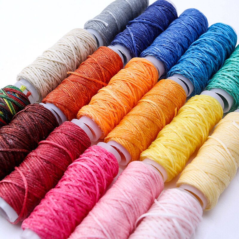 0.8Mm 12M/Roll Kleurrijke Set Naaien Lederen Gereedschap Platte Wax Draad Hoge Sterkte Draad Wax Ropehand maken Tool Voor Leer Stof