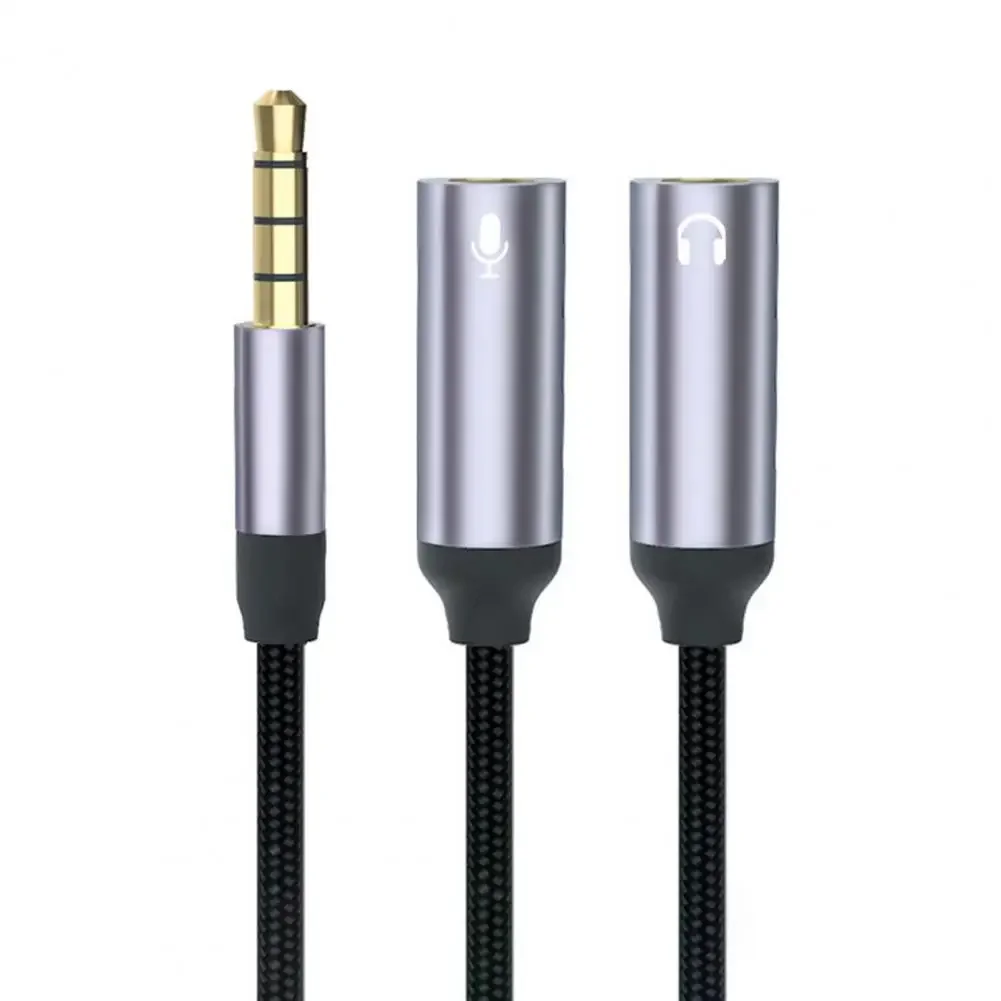 Rozdzielacz słuchawek 2 w 1, pleciony nylon, podwójny męski mikrofon 3,5 mm, kabel przejściowy audio na żeński 3,5 mm, akcesoria komputerowe: YELLOW