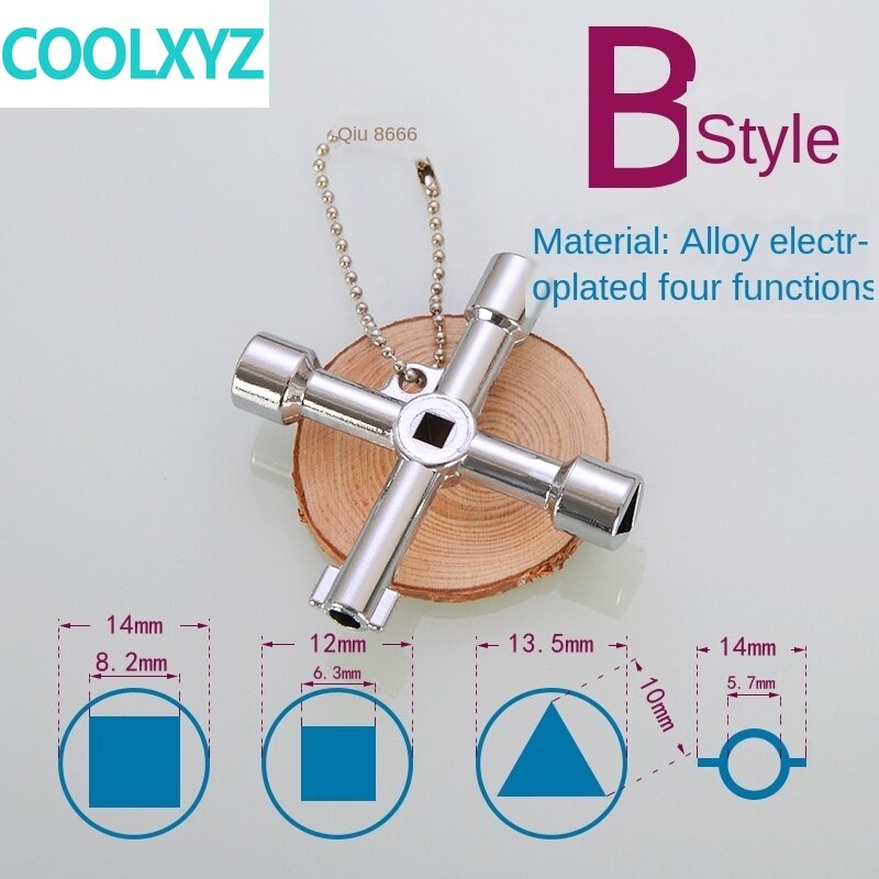Elevator key triangle opposite side four corner square round hole train door electric box valve multifunctional triangle lock: Multi-function key