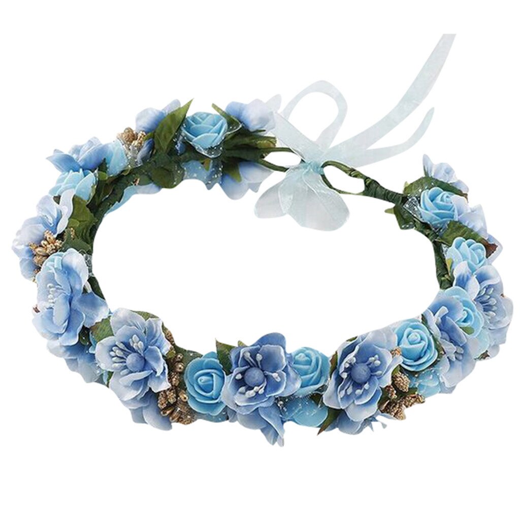 Ladies Bridal Flower Hair Circle Wedding Accessories Red Rose Hairpin Hair Jewelry weddings accessoire Bruids hoofddeksels: Blue