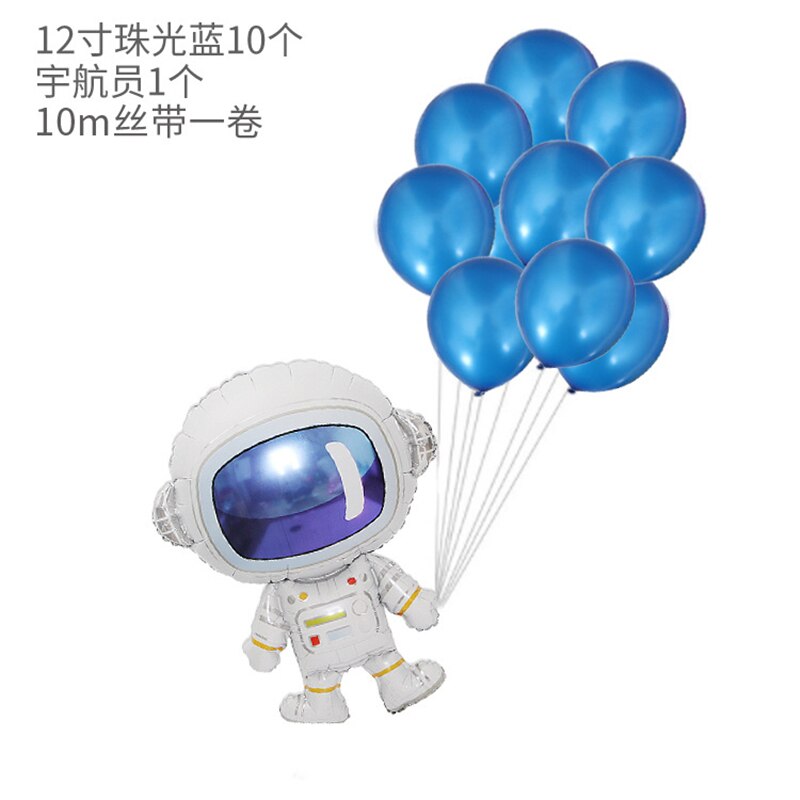 Baby verjaardag astronaut thema feestdecoratie cartoon astronaut raket ruimteschip aluminiumfolie ballon: 11