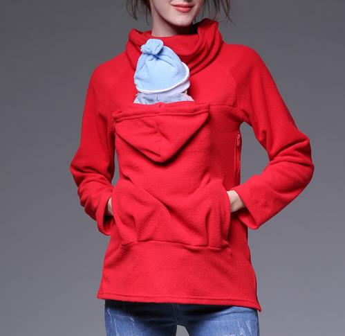 Sunbaby Multifunktionale Polar fleece Mutterschaft Känguru pullover für frauen Babytrage für schwangere frauen: Rot / M
