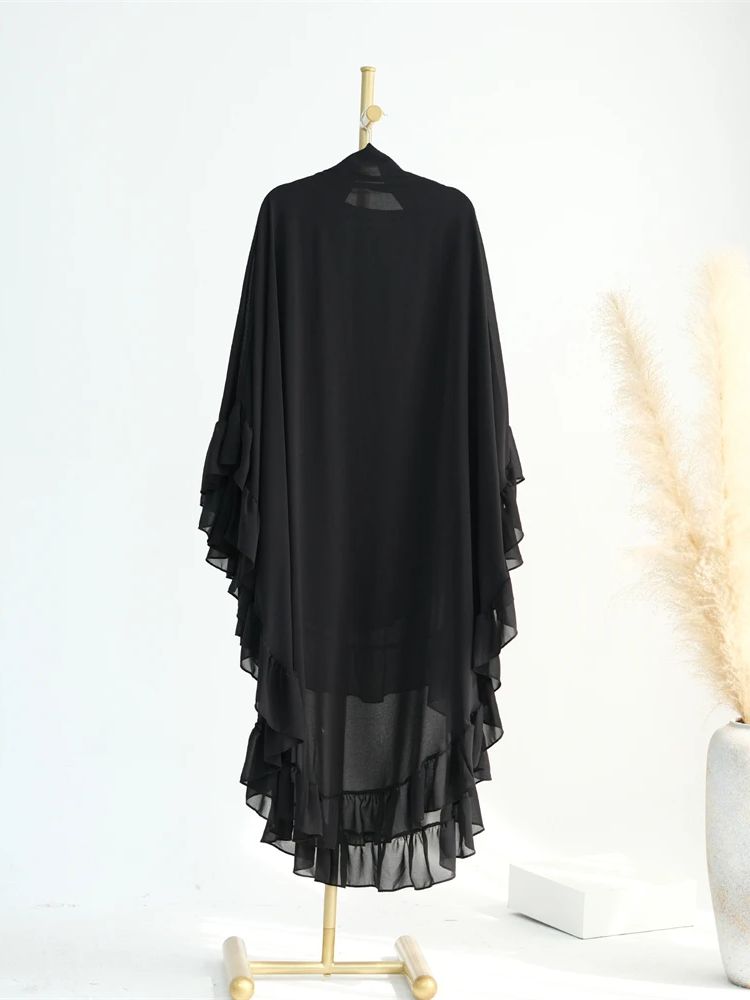 Ramadan solid khimar abaya dubai niqab turkiet arabisk muslim turban hijab islam bönekläder för kvinnor djellaba musulmans femme: Svart