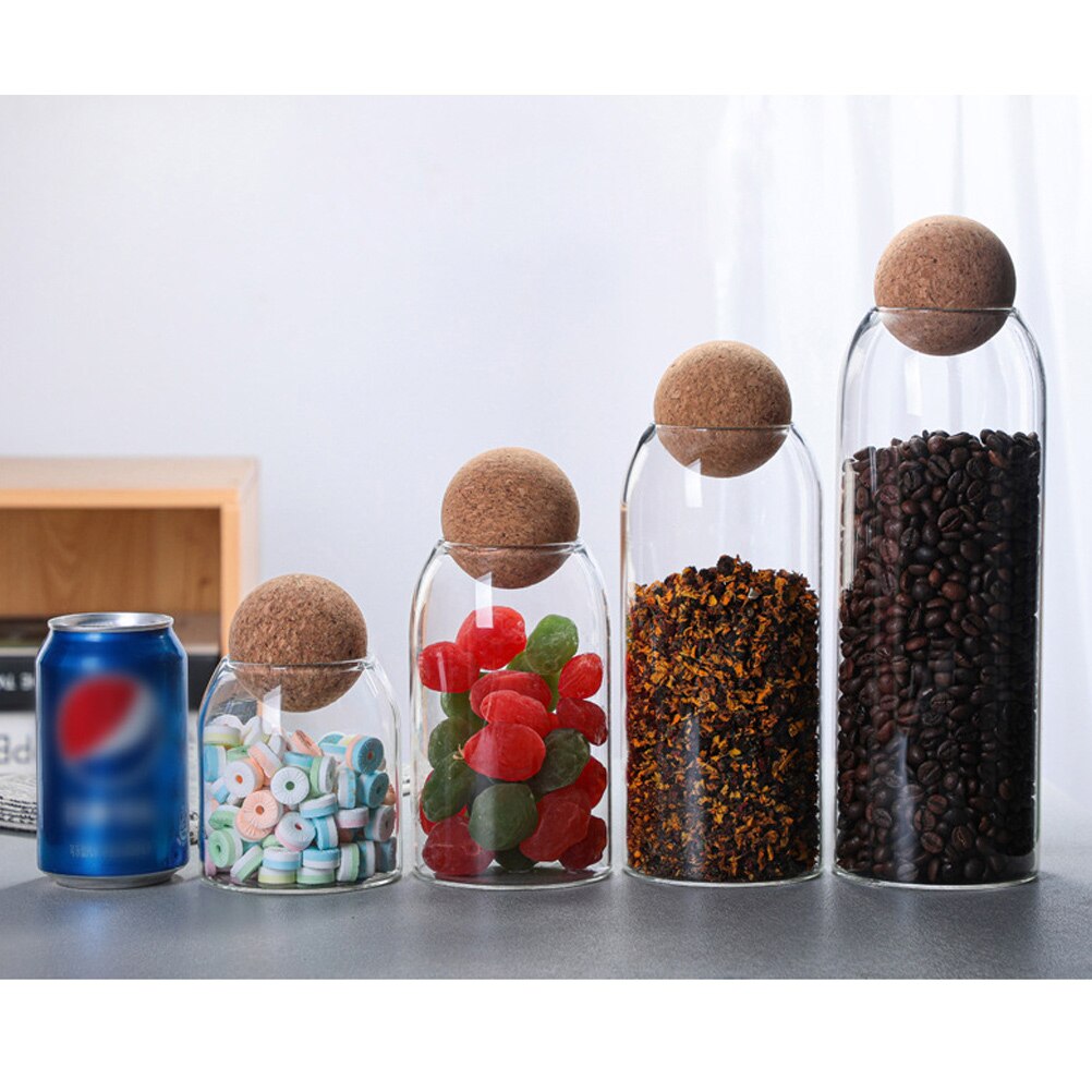 4pcs Glass Storage Jars Kitchen Food Storage Bottle Sealed Containers With Cork Kitchen Accessories